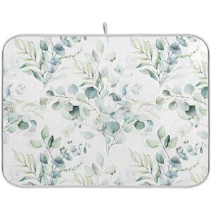 Green Leaves Dish Drying Mat for Kitchen Counter